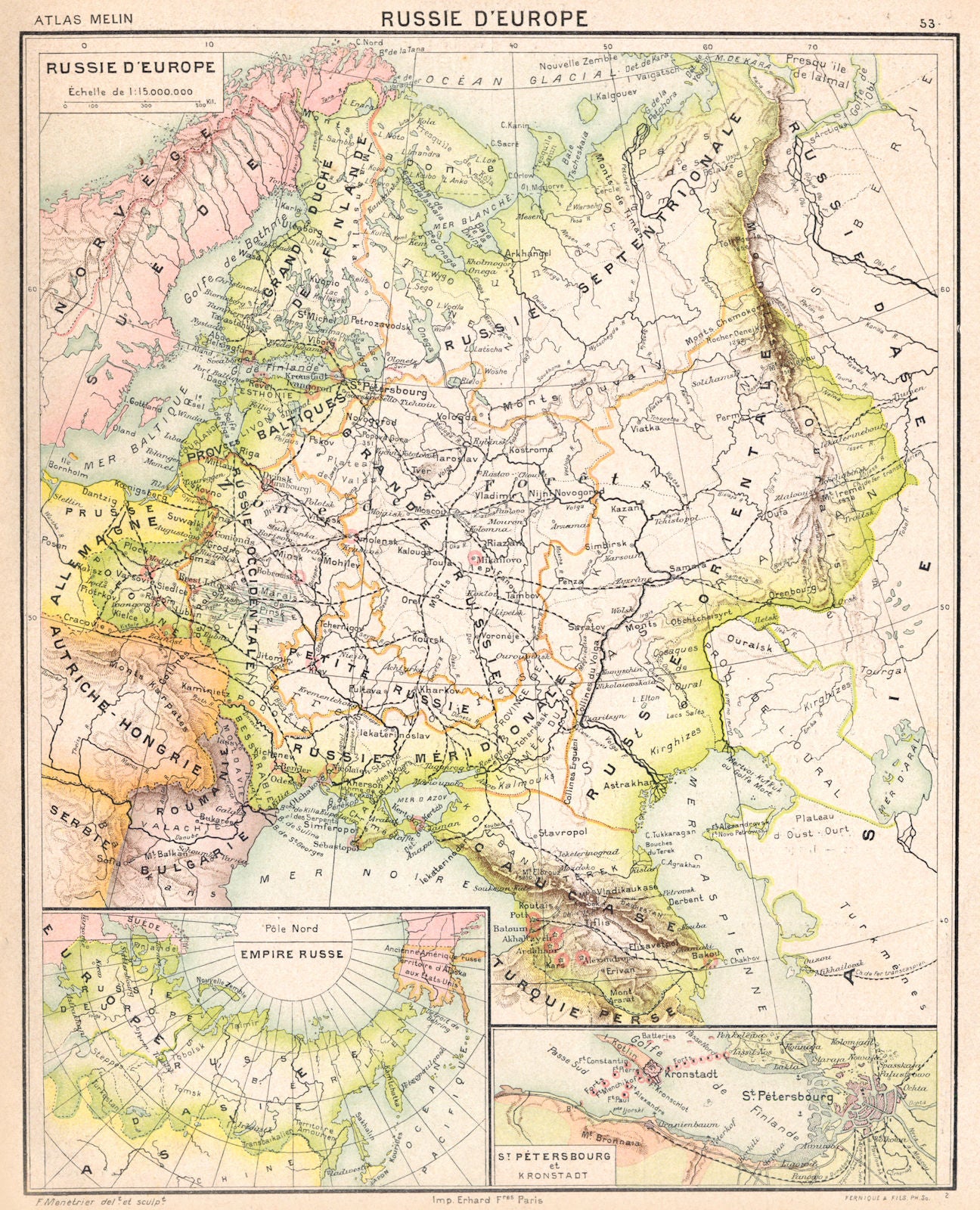 RUSSIA. Russie D'Europe; maps Empire Russe; St Pétersbourg Brasov 1900 old